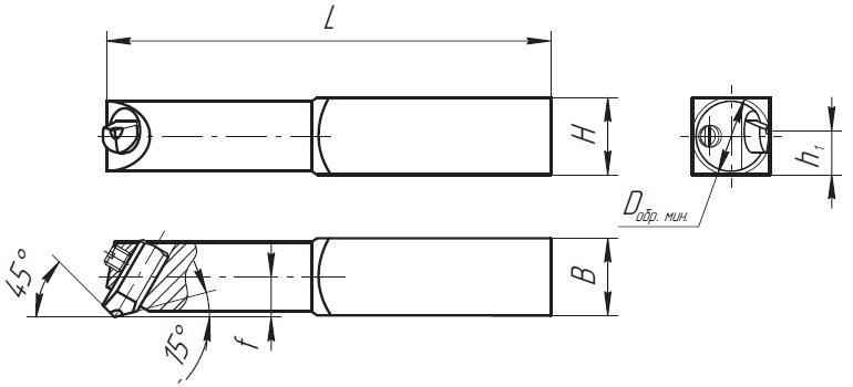Резцы токарные сборные расточные со вставками, оснащенными СТМ на основе нитрида бора